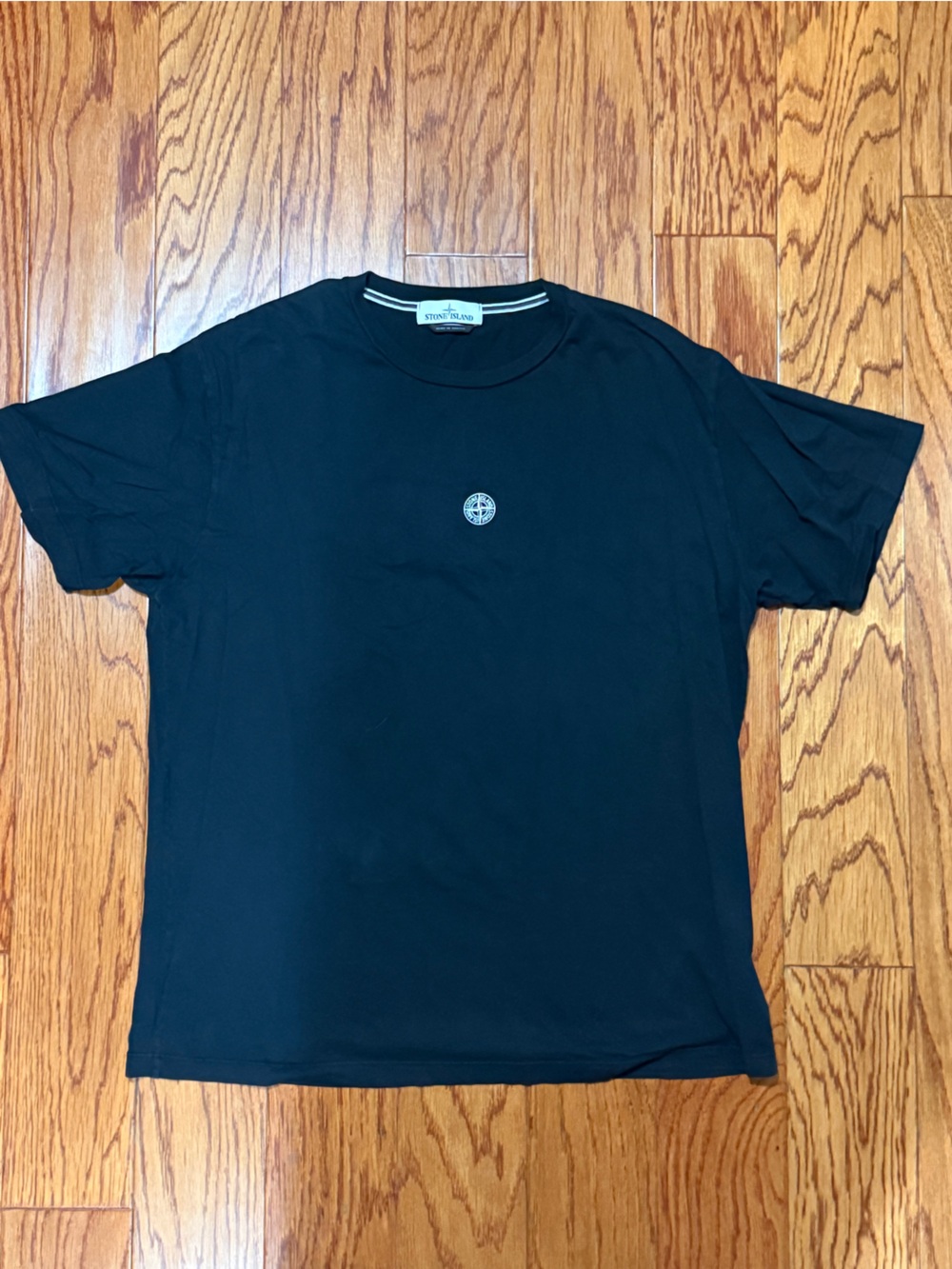 Stone Island Black Crewneck T-Shirt with Compass Patch